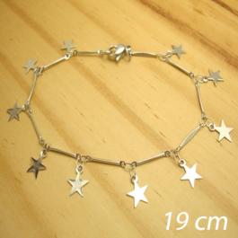 pulseira aço inox antialérgico - tamanho 19 cm - pingente estrelas