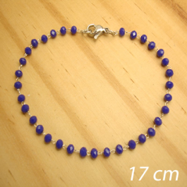 pulseira de cristais na cor azul marinho - 17 cm - aço inox