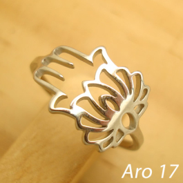 anel hamsá flor de lótus aço inox antialérgico - aro 17