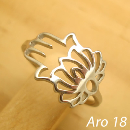 anel hamsá flor de lótus aço inox antialérgico - aro 18