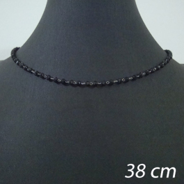 choker cristais cor preto 38 cm + extensor - aço inox antialérgico
