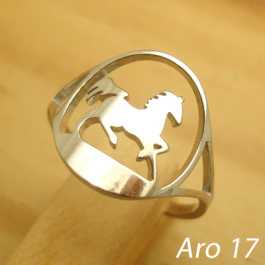 anel aço inox antialérgico cor prata cavalo vazado - aro 17