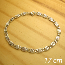 pulseira em aço inox antialérgico corrente caracol - 17 cm