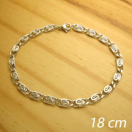 pulseira em aço inox antialérgico corrente caracol - 18 cm