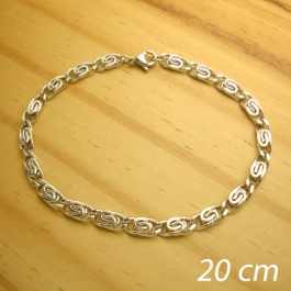 pulseira em aço inox antialérgico corrente caracol - tamanho 20 cm