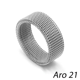 anel de malha flexível aço inoxidável antialérgico - aro 21