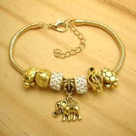 bijuterias online baratas pulseira estilo pandora peças em metal strass fecho lagosta - tamanho 21 cm