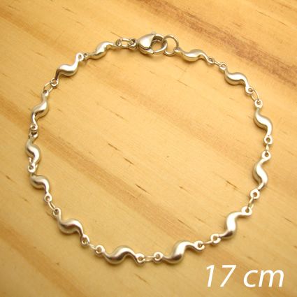 pulseira aço inox antialérgico - corrente ondinhas oval - tamanho 17 cm
