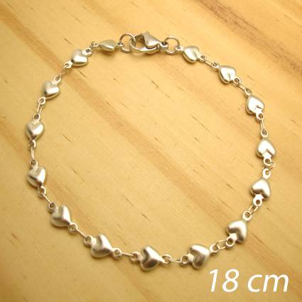 pulseira aço inox antialérgico - corrente corações oval - tamanho 18 cm