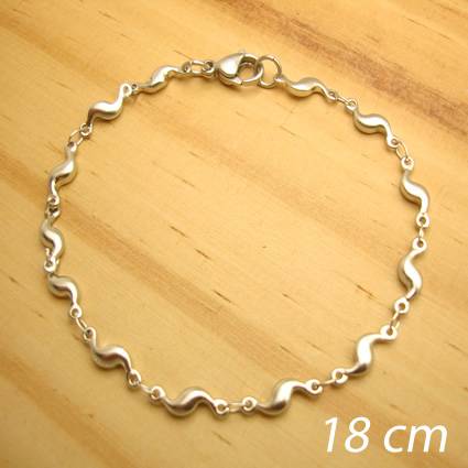 pulseira aço inox antialérgico - corrente ondinhas oval - tamanho 18 cm