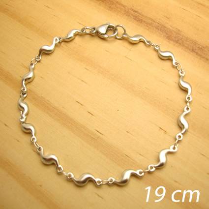 pulseira aço inox antialérgico - corrente ondinhas oval - tamanho 19 cm