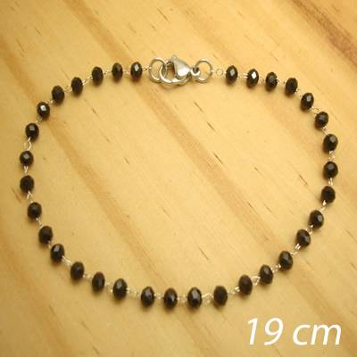 pulseira cristais cor preto - tamanho 19 cm - aço inox