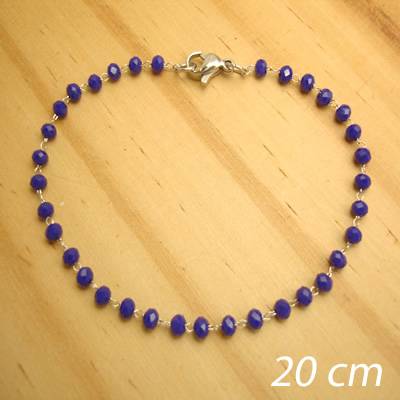 pulseira de cristais na cor azul marinho - 20 cm - aço inox
