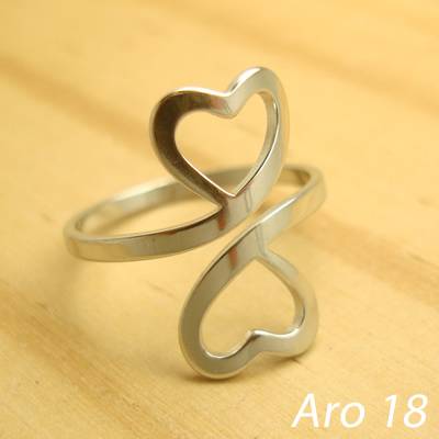 anel coração vazado aço inox antialérgico - aro 18