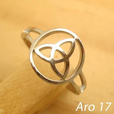 anel símbolo celta triquetra em aço inox - tamanho do aro 17